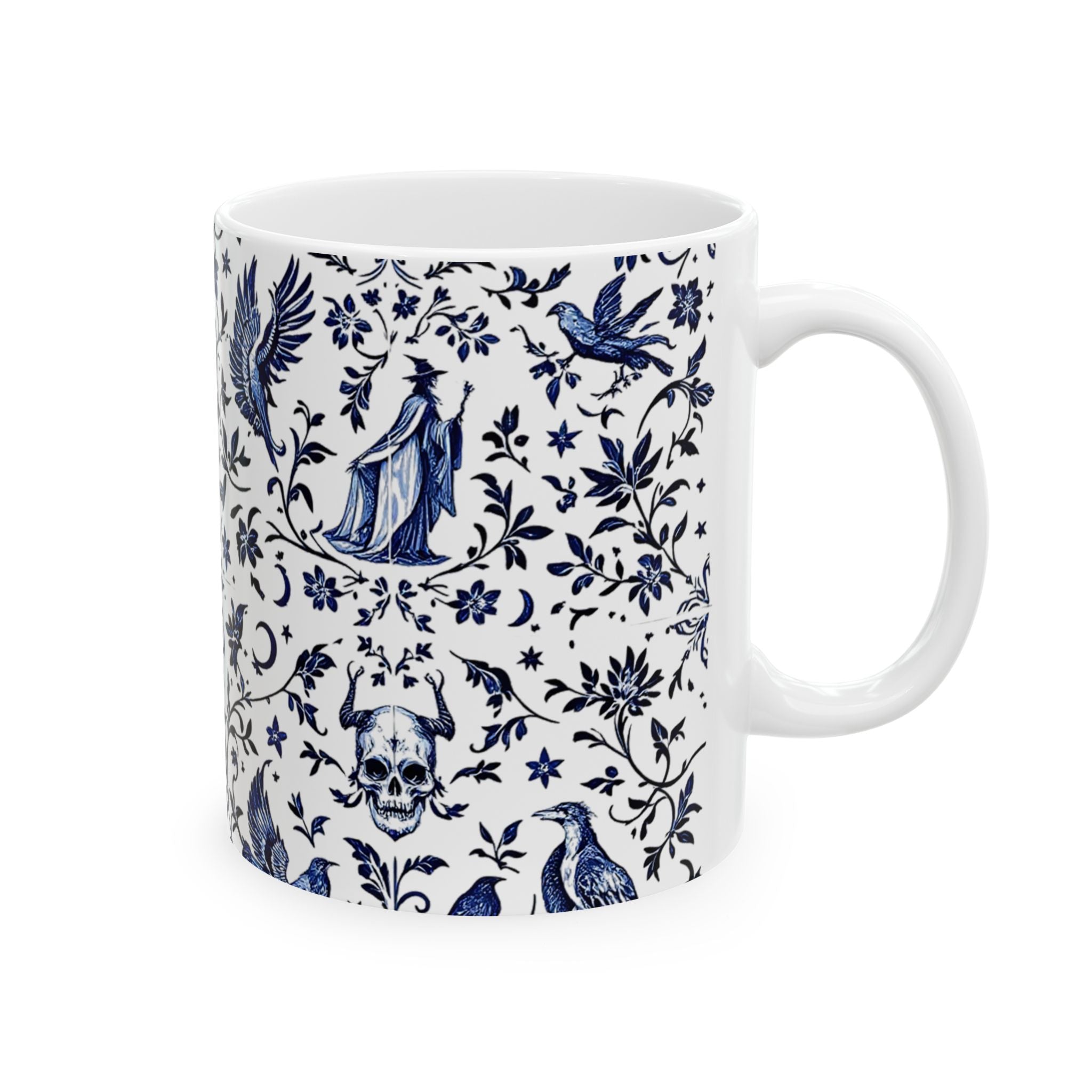 Witches & Ravens Delft Blue Mug by Mystwood Alchemy