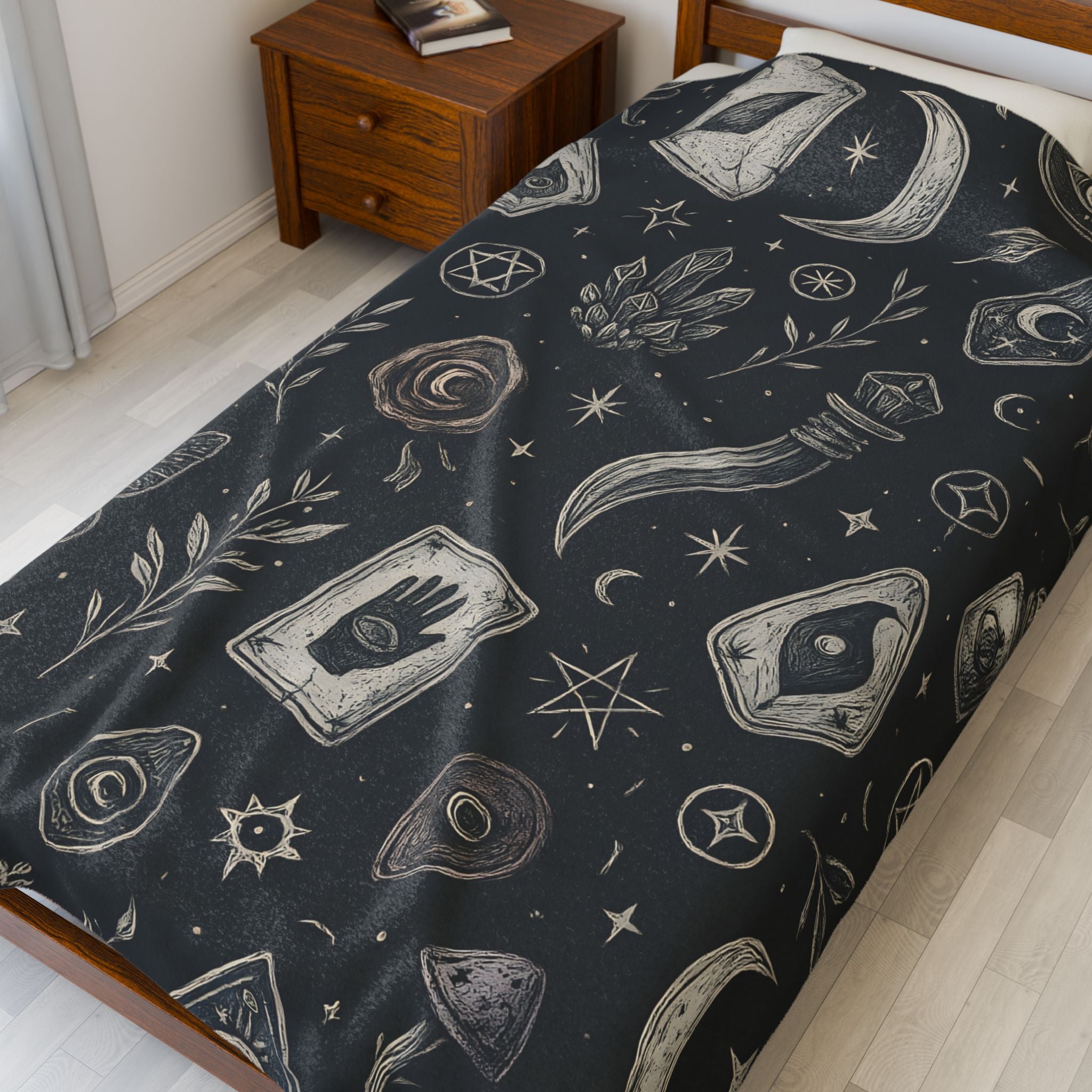 Witchy Occult Symbols Plush Blanket