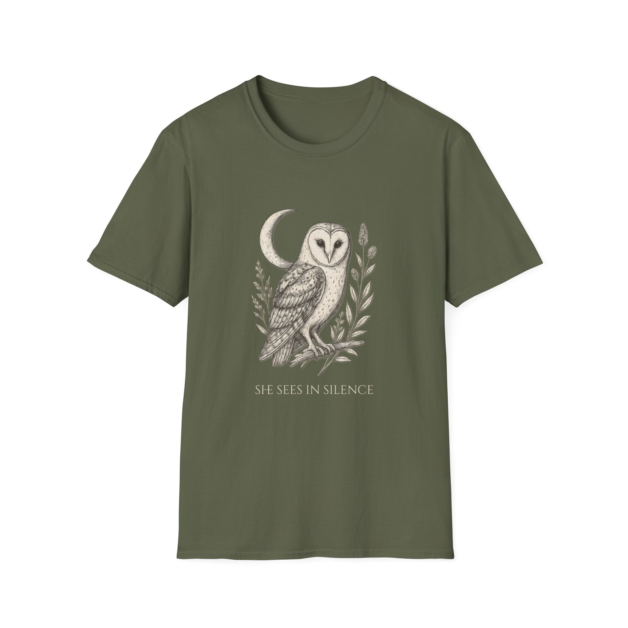 “She Sees in Silence” Barn Owl T-Shirt