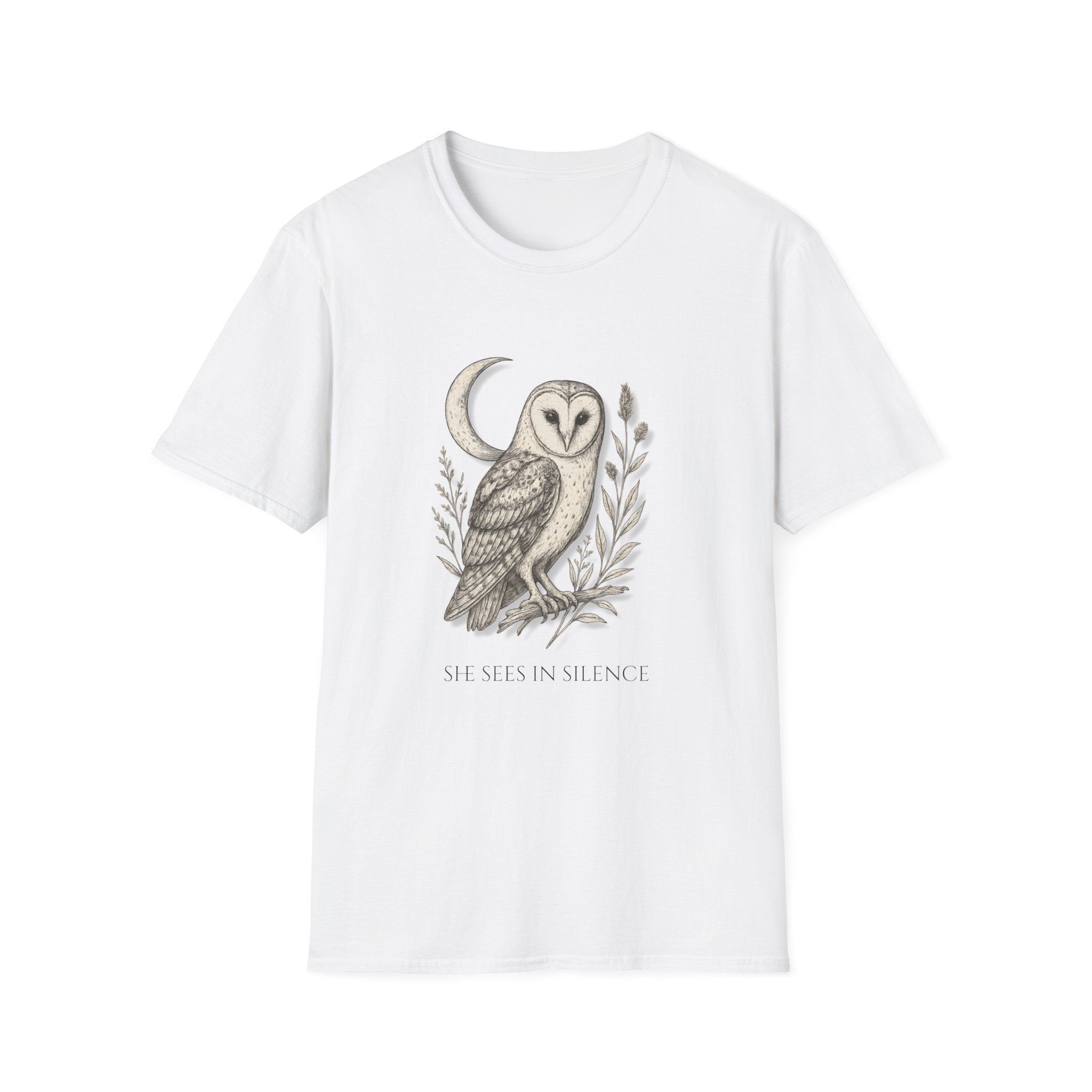 “She Sees in Silence” Barn Owl T-Shirt