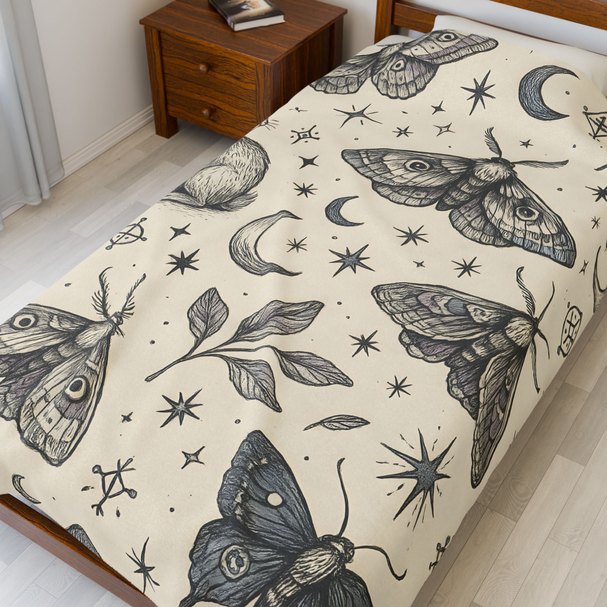 Mystic Moth & Rabbit Plush Blanket