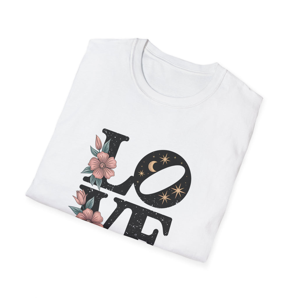 Retro Floral LOVE T-Shirt by Mystwood Alchemy