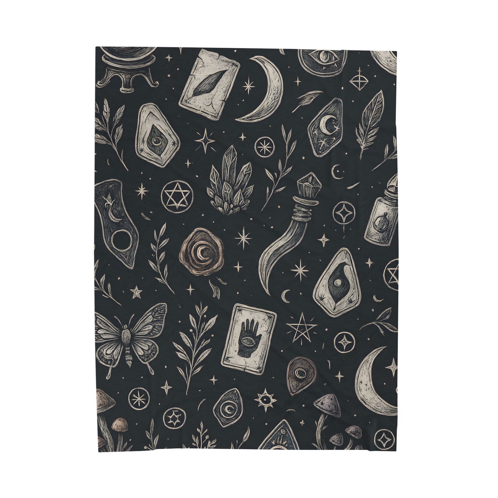 Witchy Occult Symbols Plush Blanket
