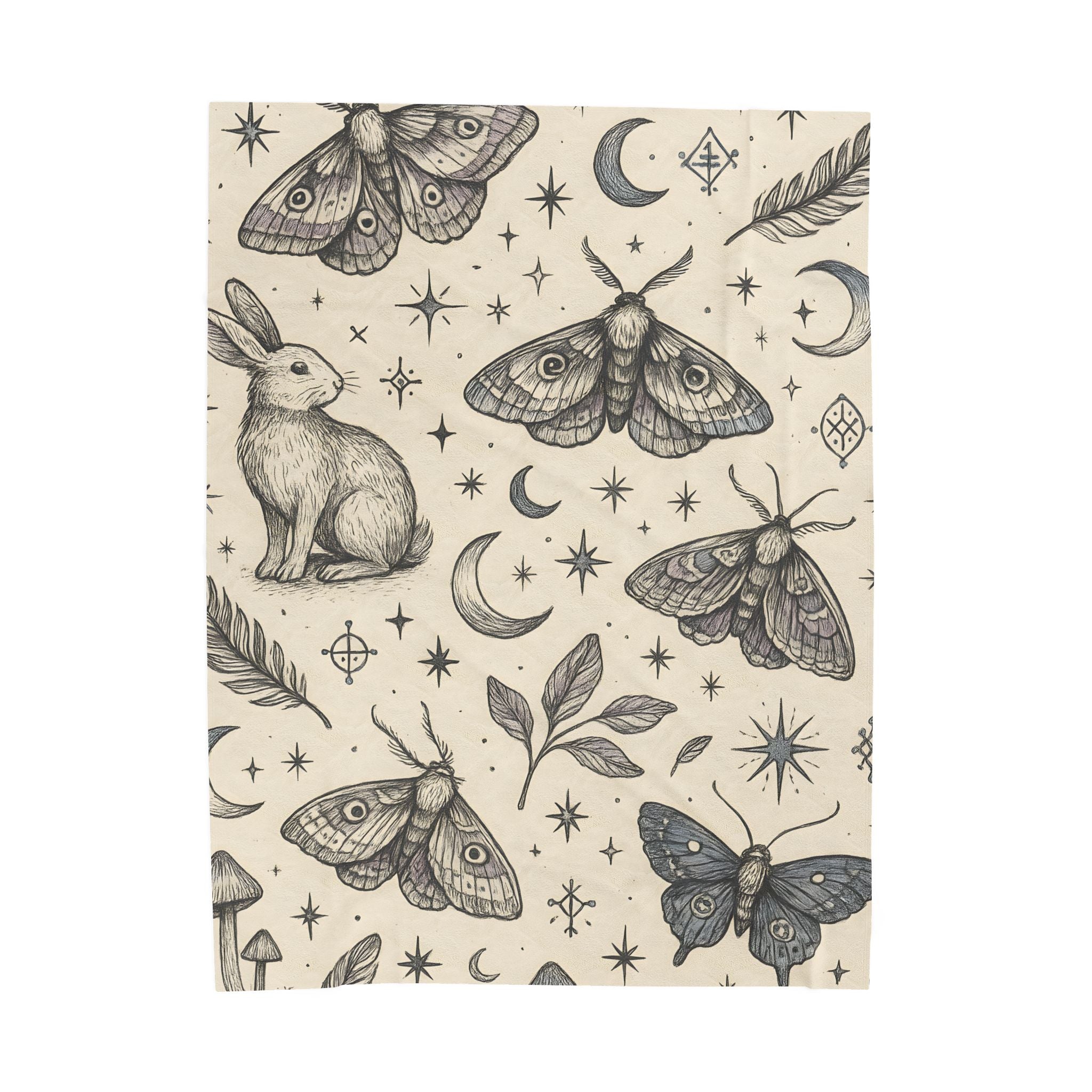 Mystic Moth & Rabbit Plush Blanket