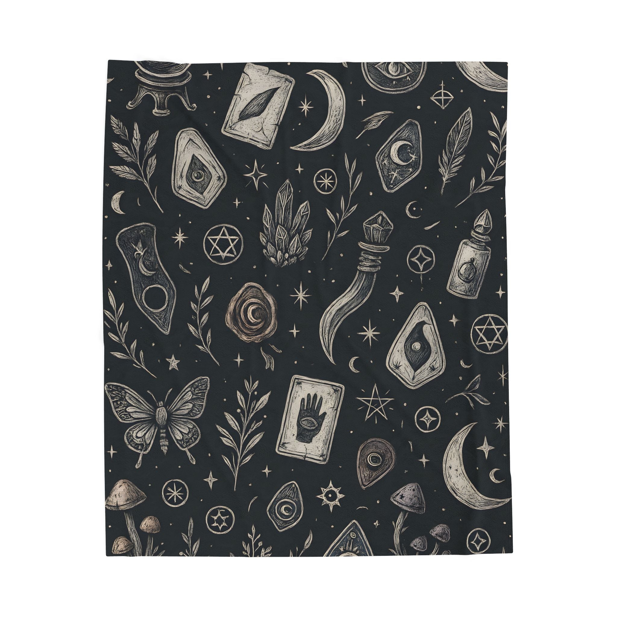 Witchy Occult Symbols Plush Blanket