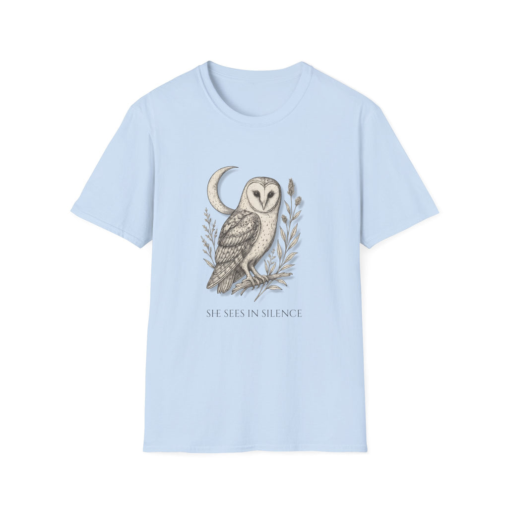 “She Sees in Silence” Barn Owl T-Shirt