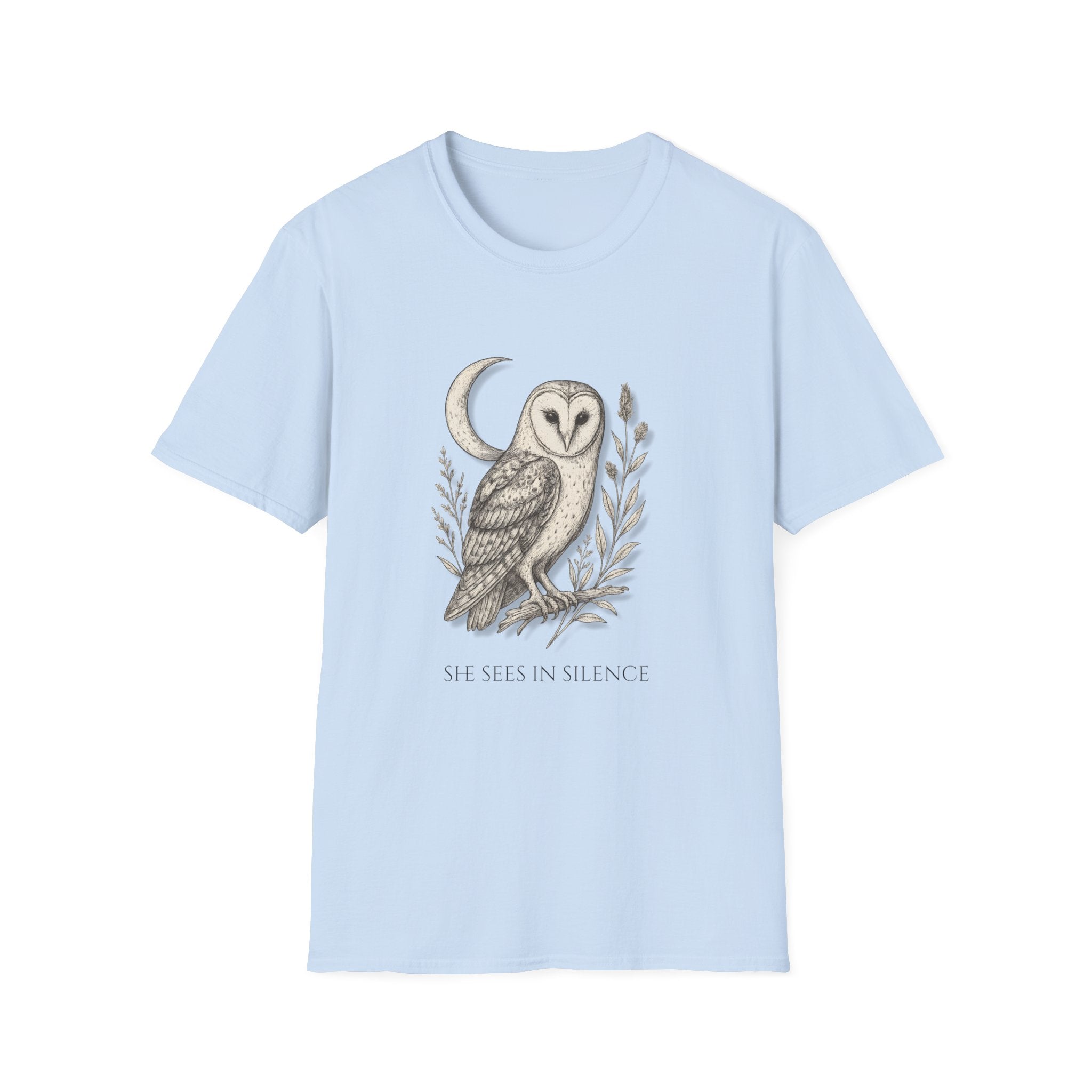 “She Sees in Silence” Barn Owl T-Shirt