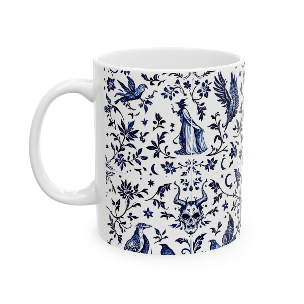 Witches & Ravens Delft Blue Mug by Mystwood Alchemy
