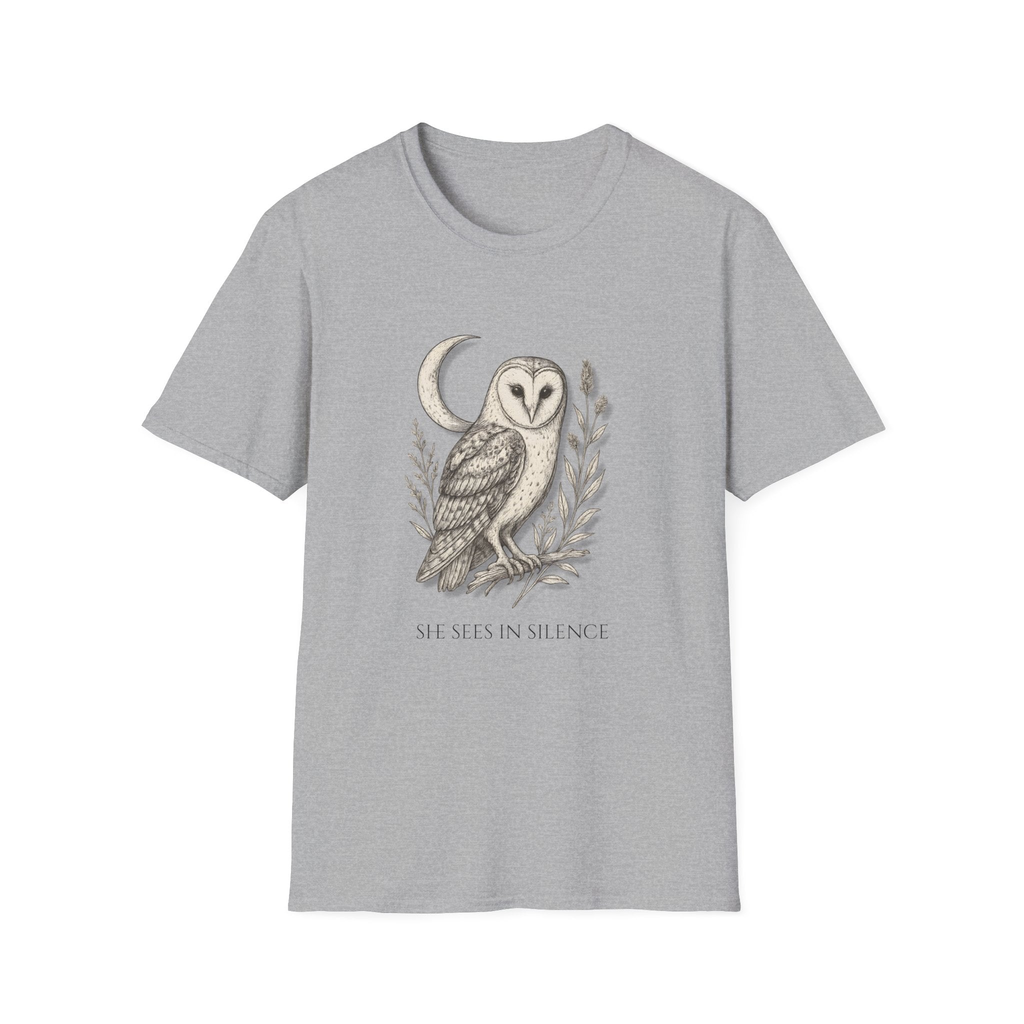 “She Sees in Silence” Barn Owl T-Shirt