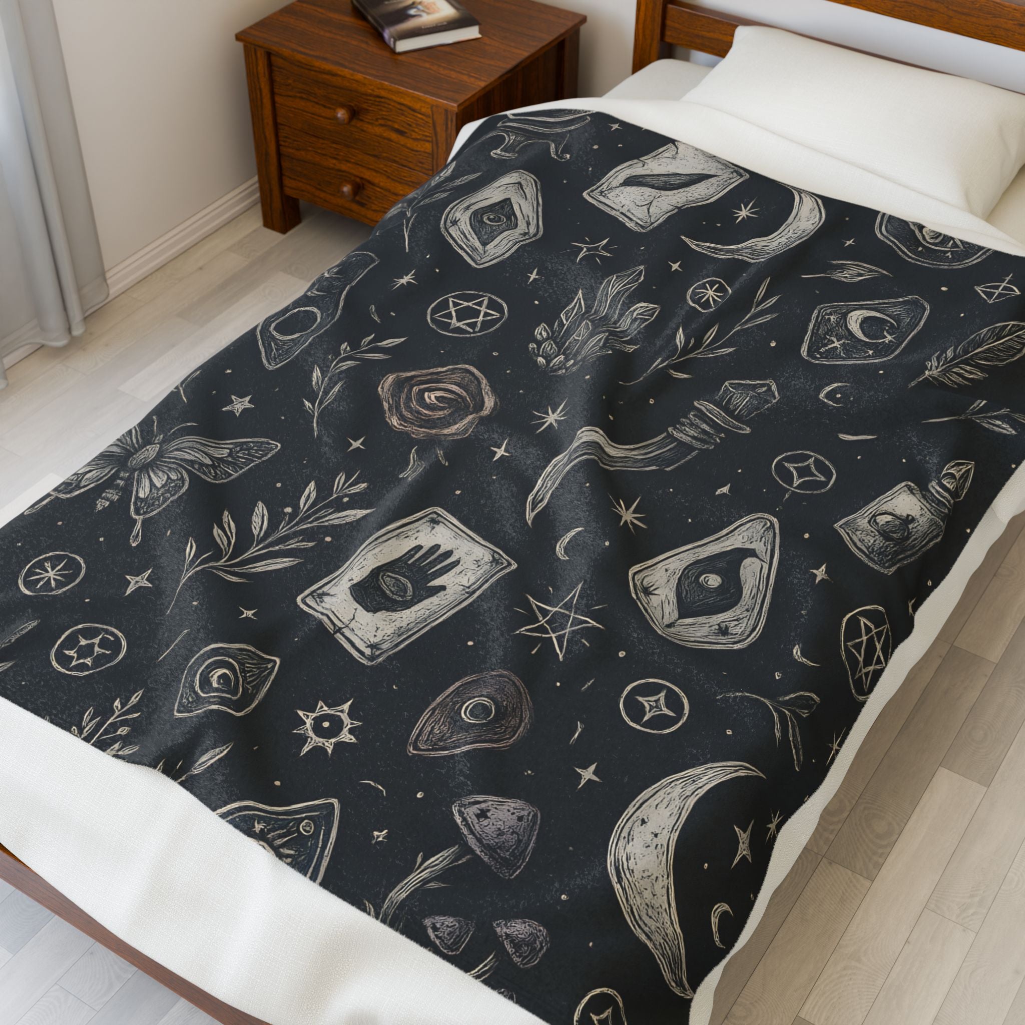 Witchy Occult Symbols Plush Blanket