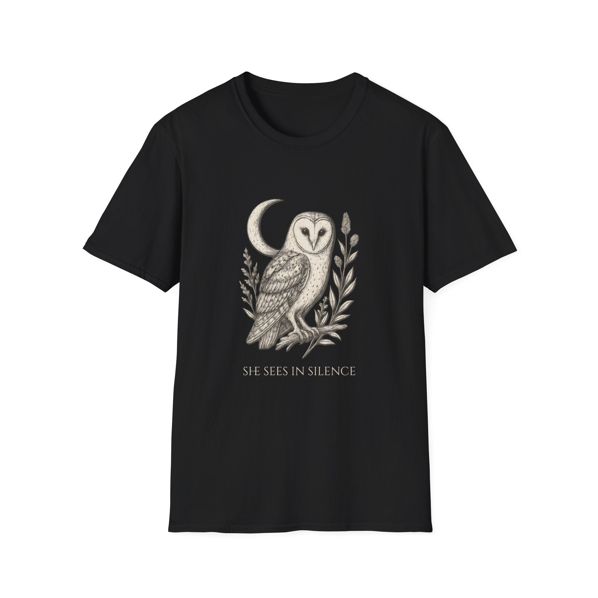 “She Sees in Silence” Barn Owl T-Shirt