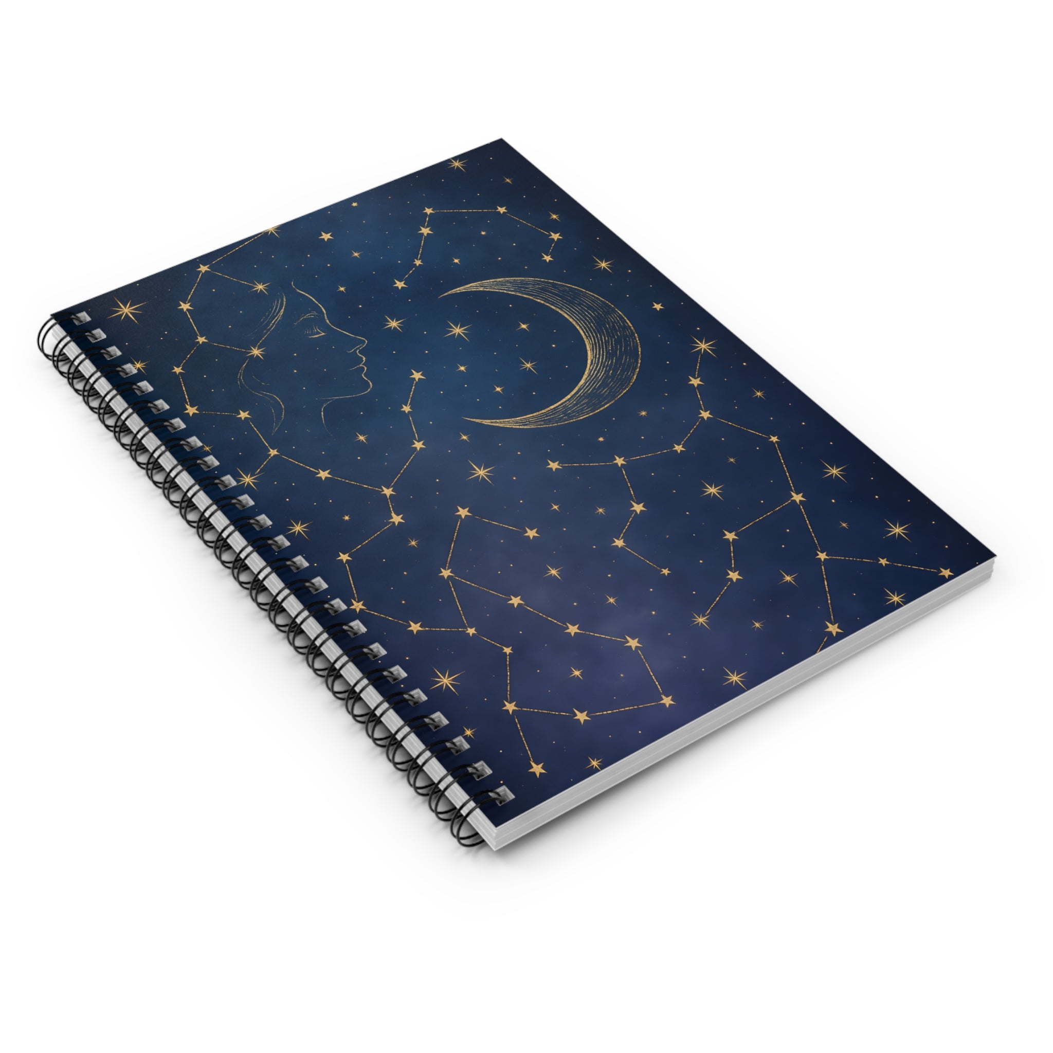 Notebook with celestial design on a white background