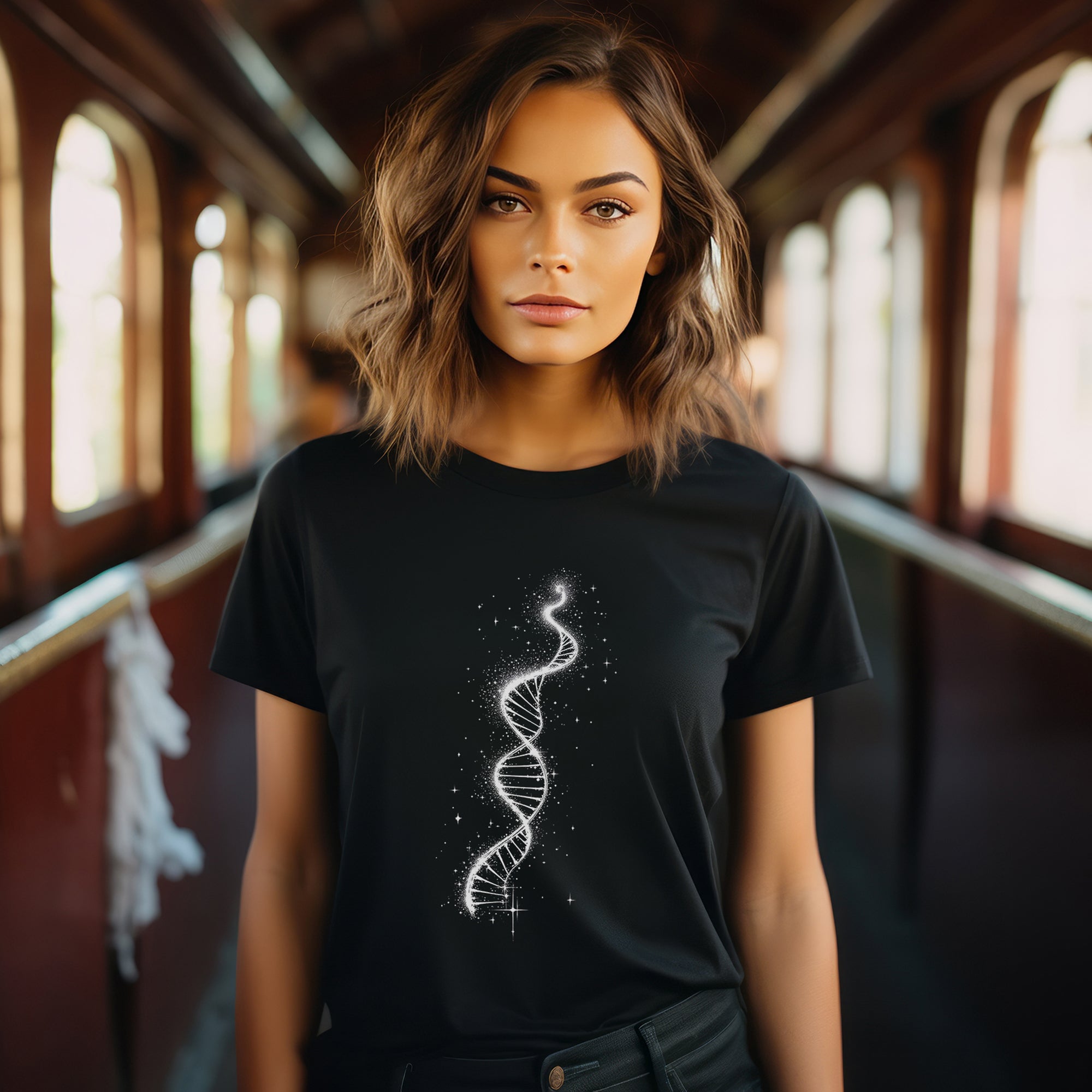 Cosmic DNA Spiral T-shirt by Mystwood Alchemy