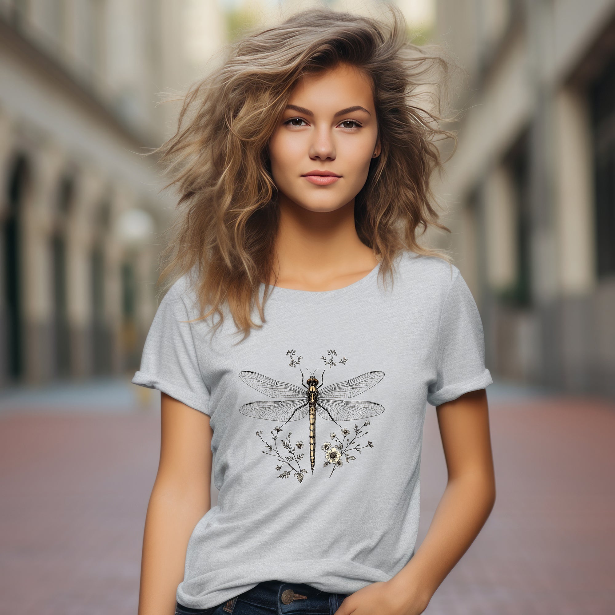 Vintage Dragonfly Botanical T-Shirt by Mystwood Alchemy