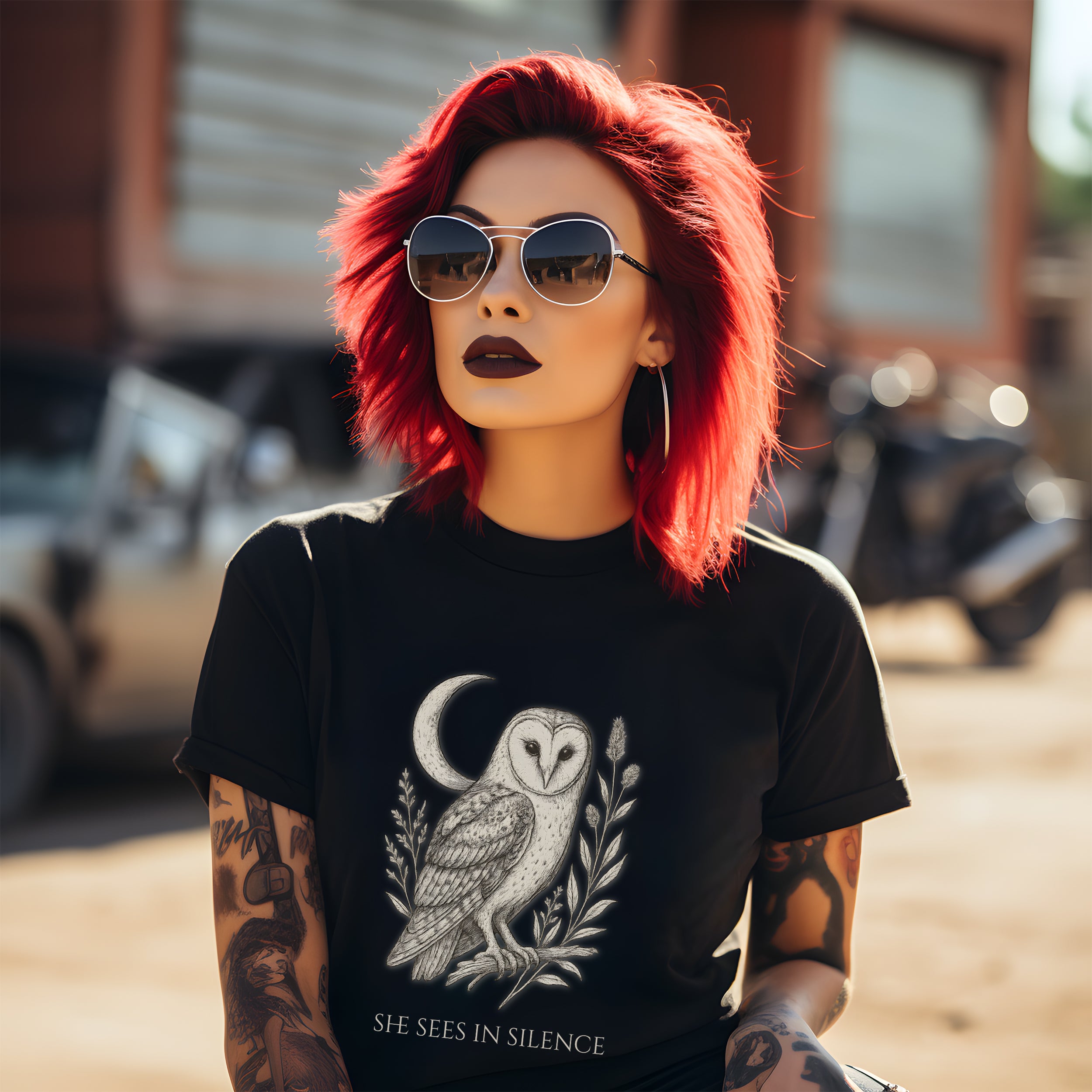 “She Sees in Silence” Barn Owl T-Shirt