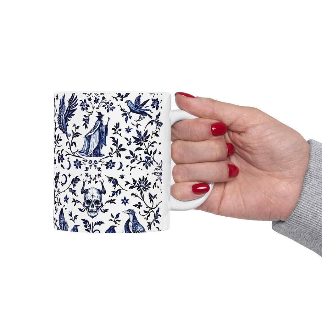 Witches & Ravens Delft Blue Mug by Mystwood Alchemy
