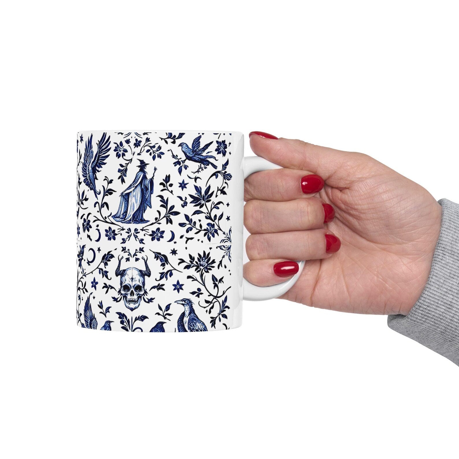 Witches & Ravens Delft Blue Mug by Mystwood Alchemy